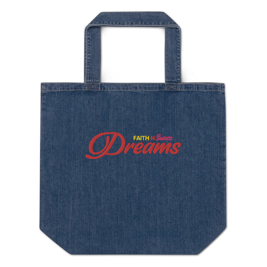 Organic denim tote bag