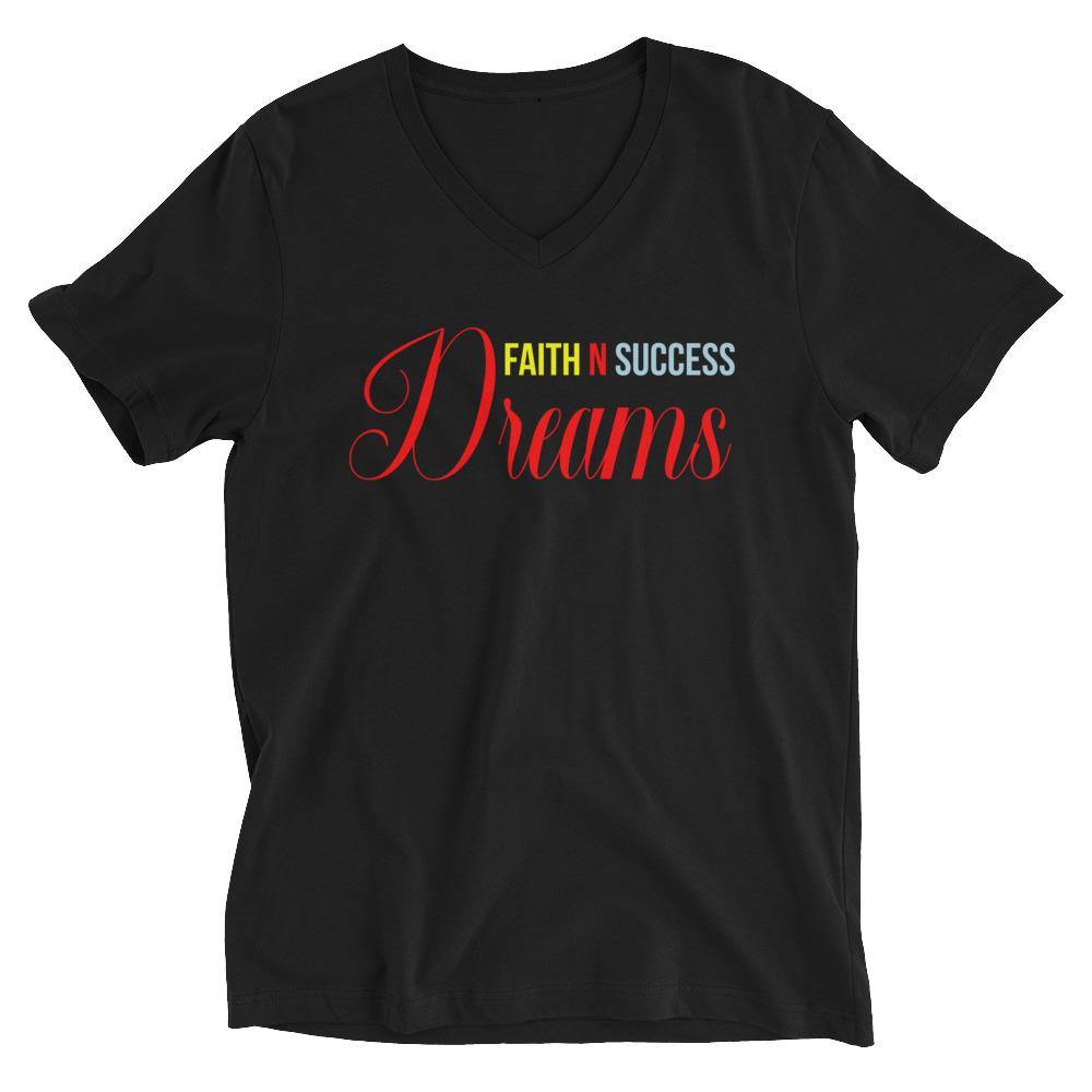 Unisex Short Sleeve V-Neck T-Shirt - Faith N Success Dreams 