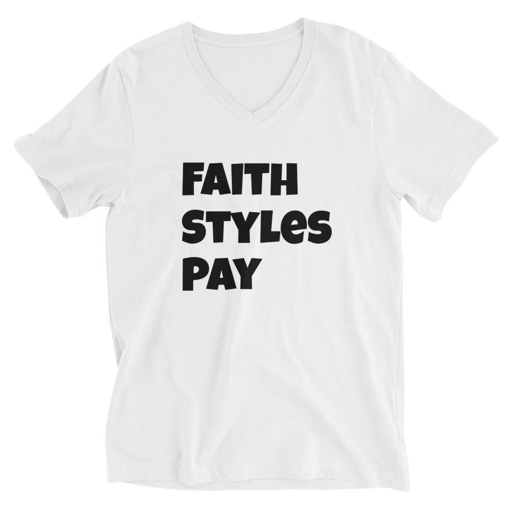 Unisex Short Sleeve V-Neck T-Shirt - Faith N Success Dreams 