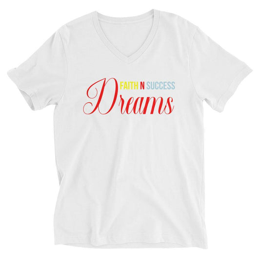 Unisex Short Sleeve V-Neck T-Shirt - Faith N Success Dreams 