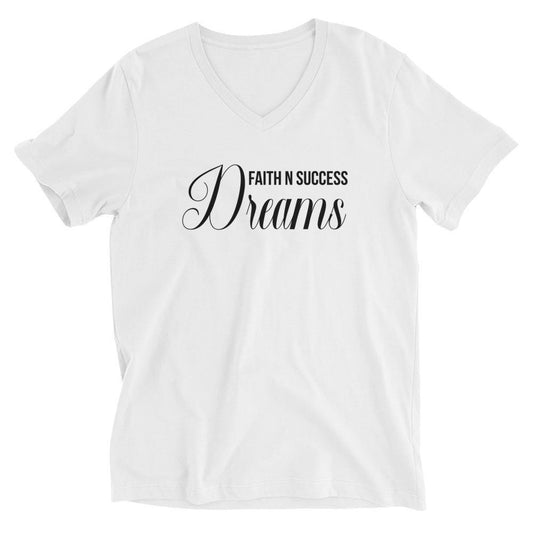 Unisex Short Sleeve V-Neck T-Shirt - Faith N Success Dreams 